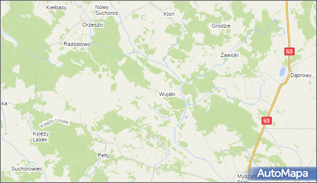 mapa Wujaki, Wujaki na mapie Targeo