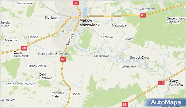 mapa Zakliczewo, Zakliczewo na mapie Targeo