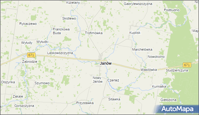 mapa Janów powiat sokólski, Janów powiat sokólski na mapie Targeo