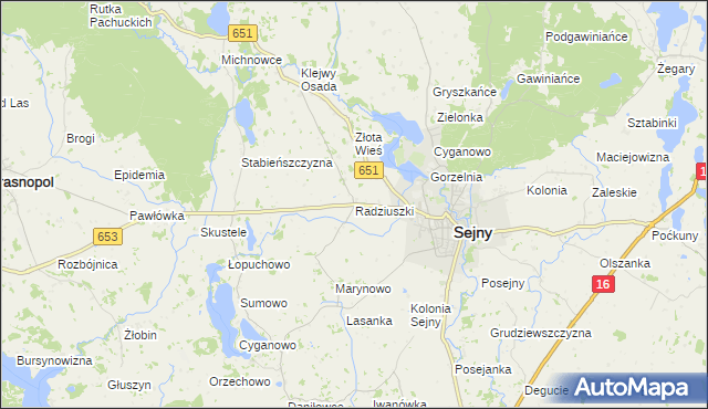 mapa Radziuszki, Radziuszki na mapie Targeo