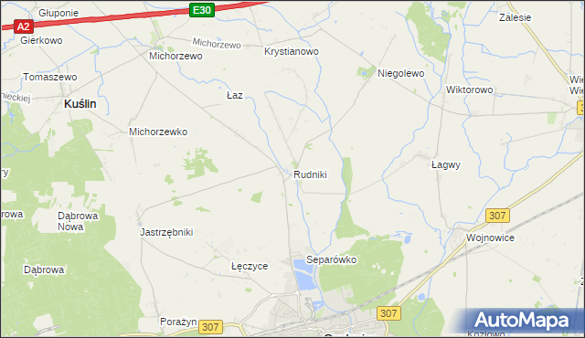 mapa Rudniki gmina Opalenica, Rudniki gmina Opalenica na mapie Targeo