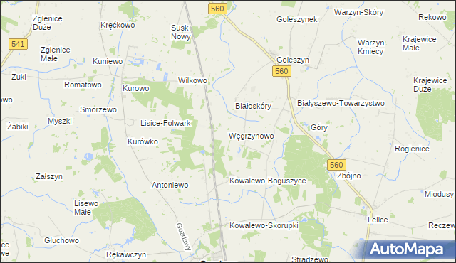 mapa Węgrzynowo gmina Gozdowo, Węgrzynowo gmina Gozdowo na mapie Targeo