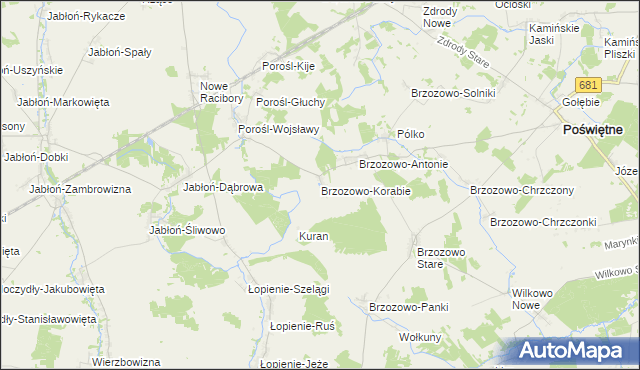 mapa Brzozowo-Korabie, Brzozowo-Korabie na mapie Targeo