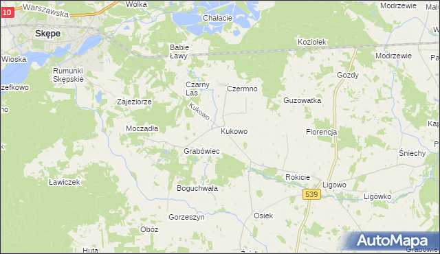 mapa Kukowo gmina Skępe, Kukowo gmina Skępe na mapie Targeo