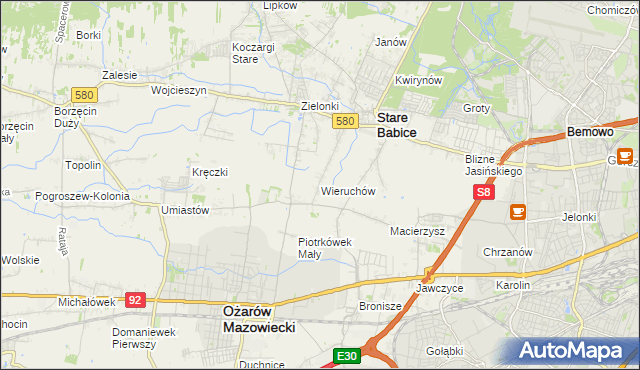 mapa Wieruchów, Wieruchów na mapie Targeo