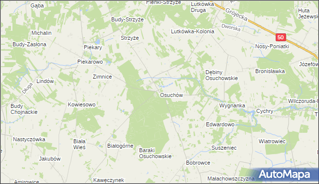 mapa Osuchów gmina Mszczonów, Osuchów gmina Mszczonów na mapie Targeo