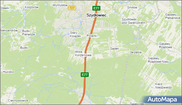 mapa Barak gmina Szydłowiec, Barak gmina Szydłowiec na mapie Targeo