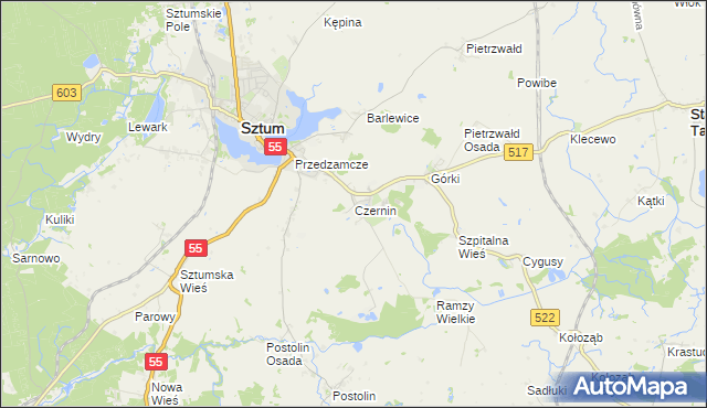 mapa Czernin gmina Sztum, Czernin gmina Sztum na mapie Targeo