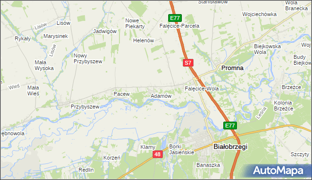 mapa Góry gmina Promna, Góry gmina Promna na mapie Targeo