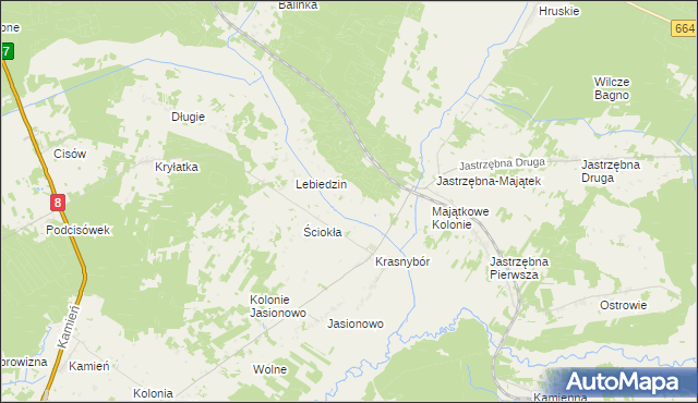 mapa Komaszówka gmina Sztabin, Komaszówka gmina Sztabin na mapie Targeo