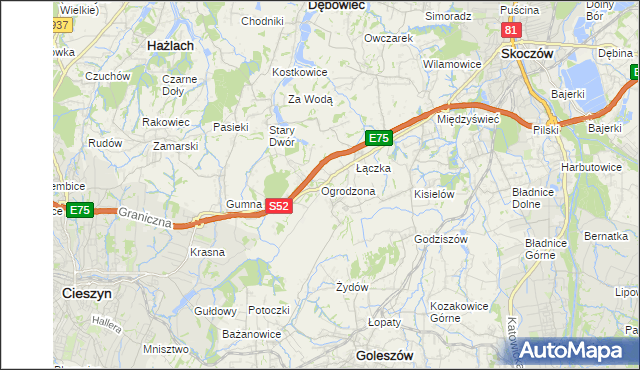 mapa Ogrodzona gmina Dębowiec, Ogrodzona gmina Dębowiec na mapie Targeo