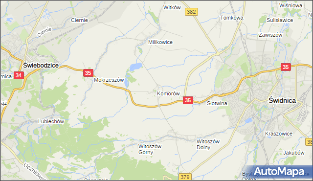 mapa Komorów gmina Świdnica, Komorów gmina Świdnica na mapie Targeo