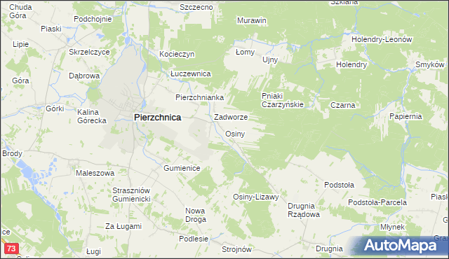 mapa Osiny gmina Pierzchnica, Osiny gmina Pierzchnica na mapie Targeo