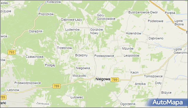 mapa Postaszowice, Postaszowice na mapie Targeo