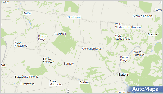 mapa Aleksandrówka gmina Batorz, Aleksandrówka gmina Batorz na mapie Targeo
