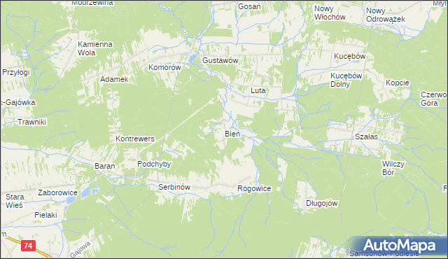 mapa Bień, Bień na mapie Targeo