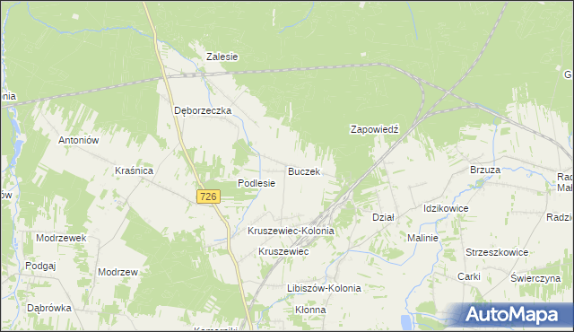 mapa Buczek gmina Poświętne, Buczek gmina Poświętne na mapie Targeo