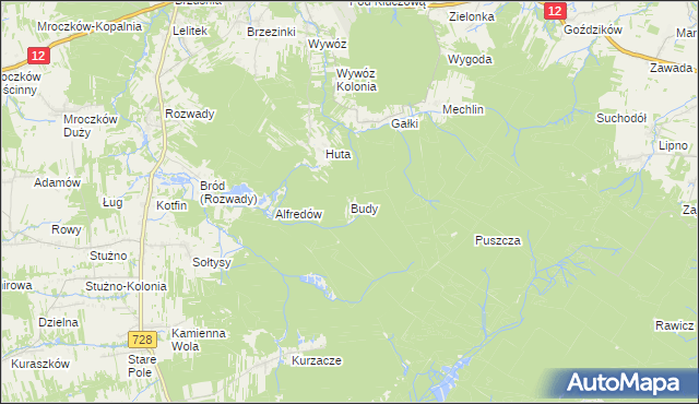 mapa Budy gmina Gielniów, Budy gmina Gielniów na mapie Targeo