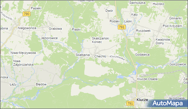 mapa Chechło gmina Klucze, Chechło gmina Klucze na mapie Targeo