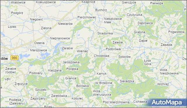 mapa Chrostowa gmina Łapanów, Chrostowa gmina Łapanów na mapie Targeo