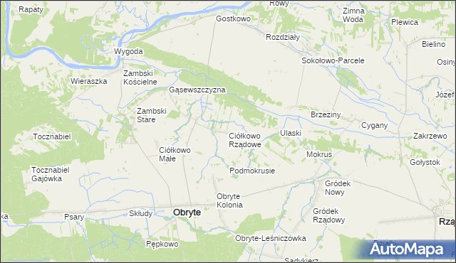 mapa Ciółkowo Rządowe, Ciółkowo Rządowe na mapie Targeo