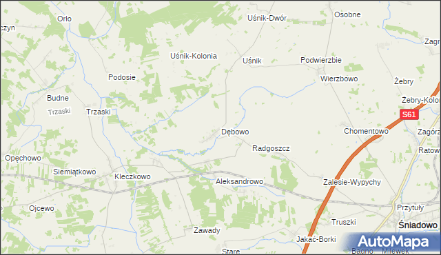 mapa Dębowo gmina Śniadowo, Dębowo gmina Śniadowo na mapie Targeo