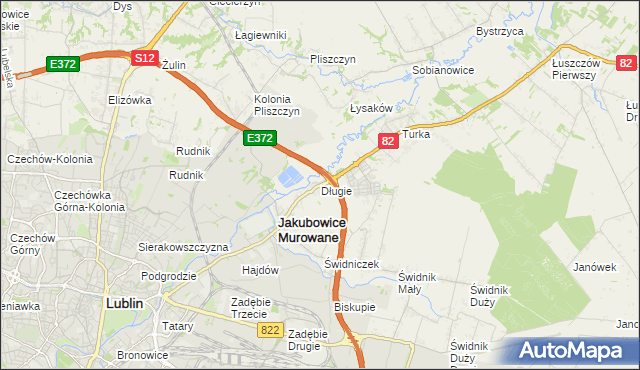 mapa Długie gmina Wólka, Długie gmina Wólka na mapie Targeo