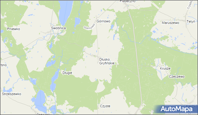 mapa Dłusko Gryfińskie, Dłusko Gryfińskie na mapie Targeo