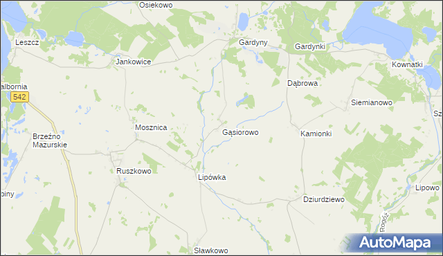 mapa Gąsiorowo gmina Działdowo, Gąsiorowo gmina Działdowo na mapie Targeo