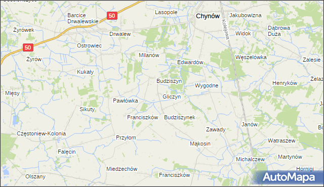 mapa Gliczyn, Gliczyn na mapie Targeo