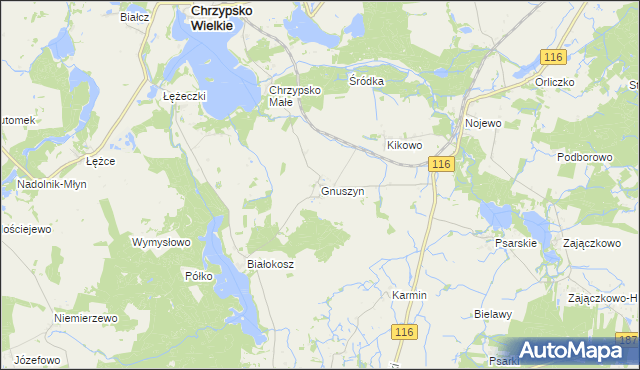 mapa Gnuszyn, Gnuszyn na mapie Targeo