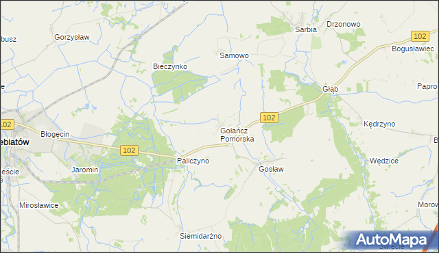 mapa Gołańcz Pomorska, Gołańcz Pomorska na mapie Targeo