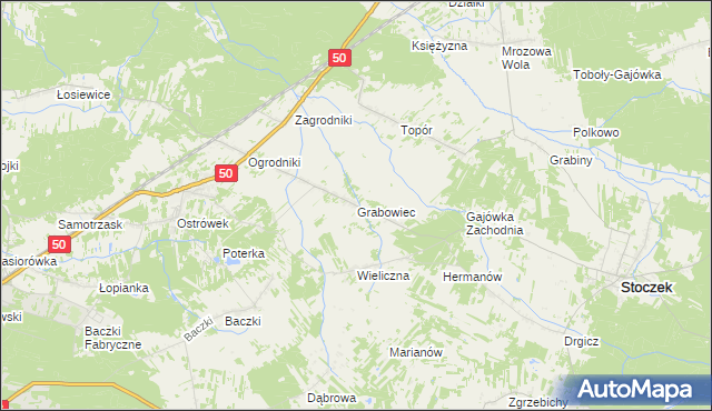 mapa Grabowiec gmina Stoczek, Grabowiec gmina Stoczek na mapie Targeo
