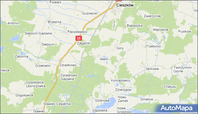 mapa Jawor gmina Cieszków, Jawor gmina Cieszków na mapie Targeo