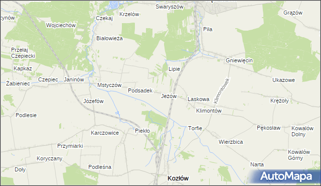 mapa Jeżów gmina Sędziszów, Jeżów gmina Sędziszów na mapie Targeo