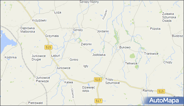 mapa Jodłówka gmina Stary Targ, Jodłówka gmina Stary Targ na mapie Targeo