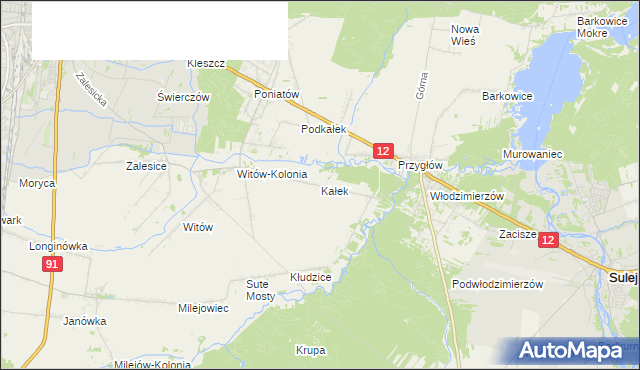 mapa Kałek gmina Sulejów, Kałek gmina Sulejów na mapie Targeo