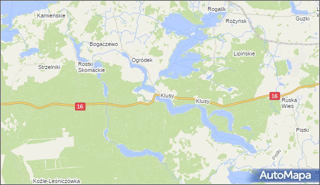 mapa Klusy gmina Orzysz, Klusy gmina Orzysz na mapie Targeo