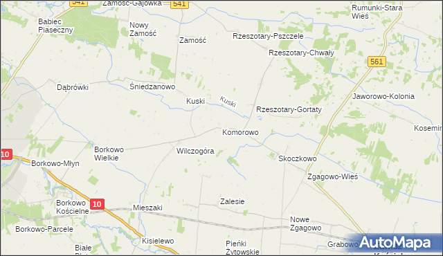 mapa Komorowo gmina Rościszewo, Komorowo gmina Rościszewo na mapie Targeo