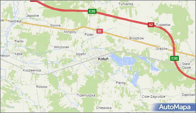 mapa Kotuń powiat siedlecki, Kotuń powiat siedlecki na mapie Targeo