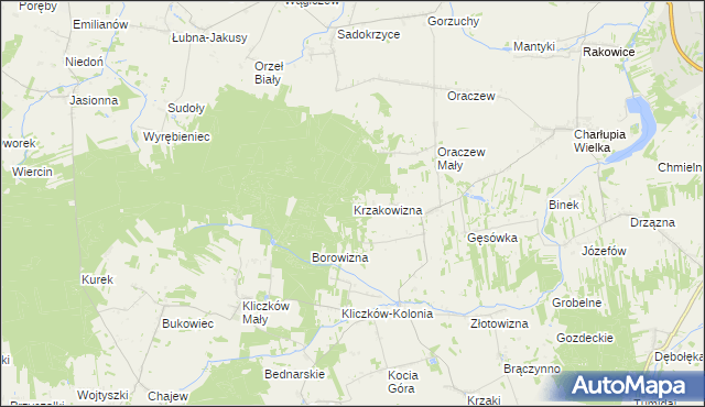 mapa Krzakowizna, Krzakowizna na mapie Targeo