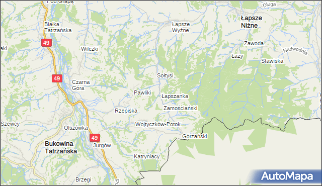 mapa Łapszanka, Łapszanka na mapie Targeo