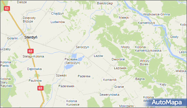 mapa Łazów gmina Sterdyń, Łazów gmina Sterdyń na mapie Targeo