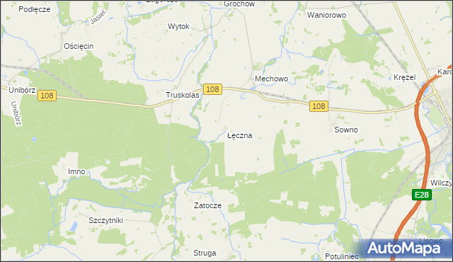 mapa Łęczna gmina Płoty, Łęczna gmina Płoty na mapie Targeo