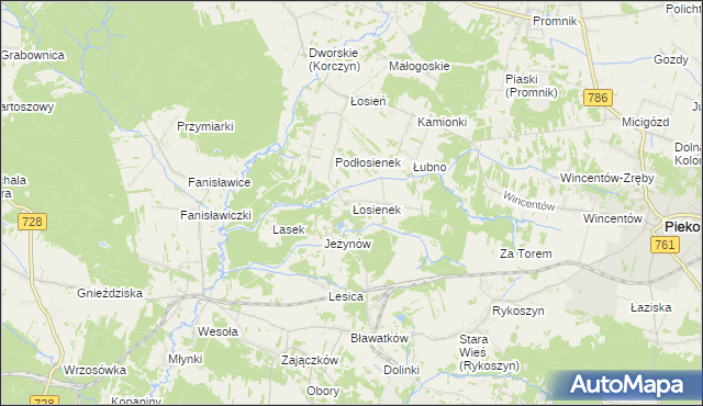 mapa Łosienek, Łosienek na mapie Targeo