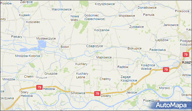 mapa Majkowice gmina Nowe Brzesko, Majkowice gmina Nowe Brzesko na mapie Targeo