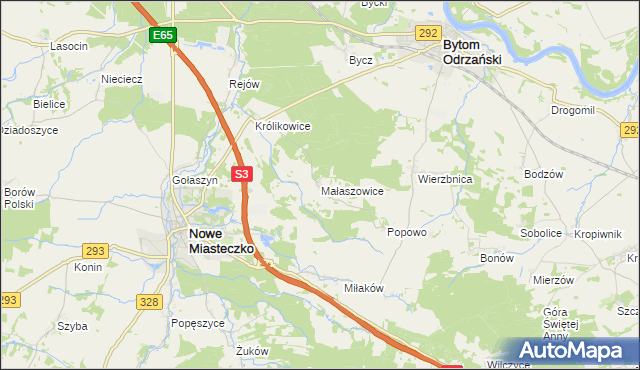 mapa Małaszowice, Małaszowice na mapie Targeo