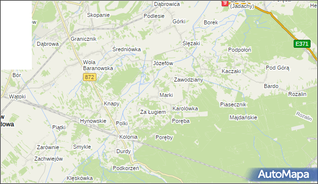 mapa Marki gmina Baranów Sandomierski, Marki gmina Baranów Sandomierski na mapie Targeo