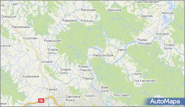 mapa Międzybrodzie, Międzybrodzie na mapie Targeo