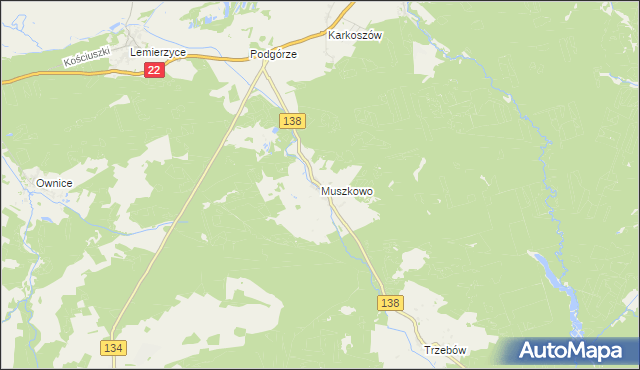 mapa Muszkowo, Muszkowo na mapie Targeo